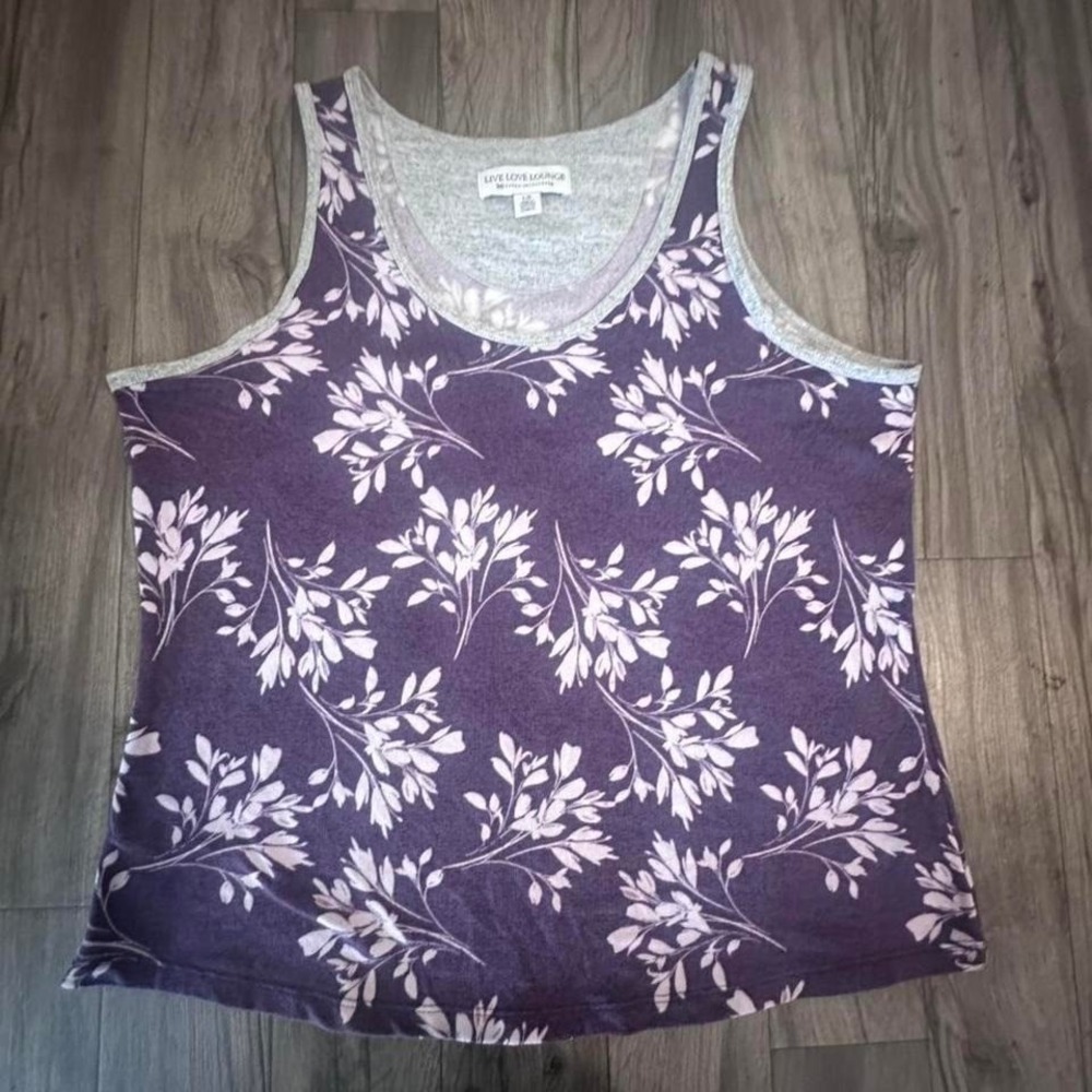 Karen Neuburger Purple and Gray Floral Pajama.size‎ L. Ultra soft sleeping shirt